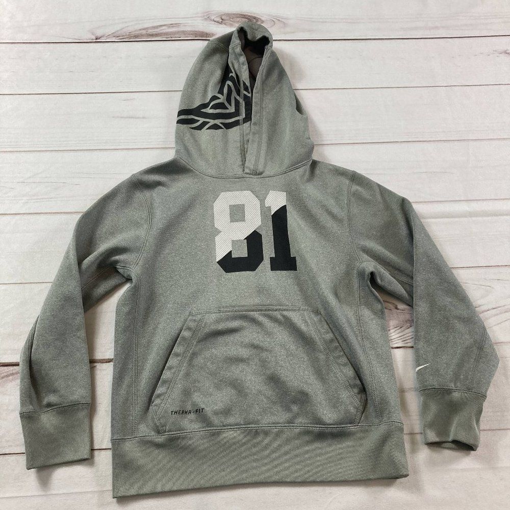Nike Boys Grey Therma Fit 81 Hoodie Pullover Sweatshirt Size Small